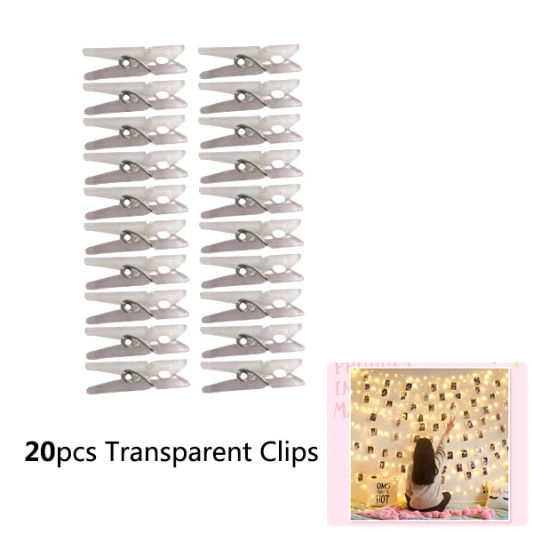 1m/2m/5m/10m Photo Clip USB LED String Fairy Lights Outdoor Battery