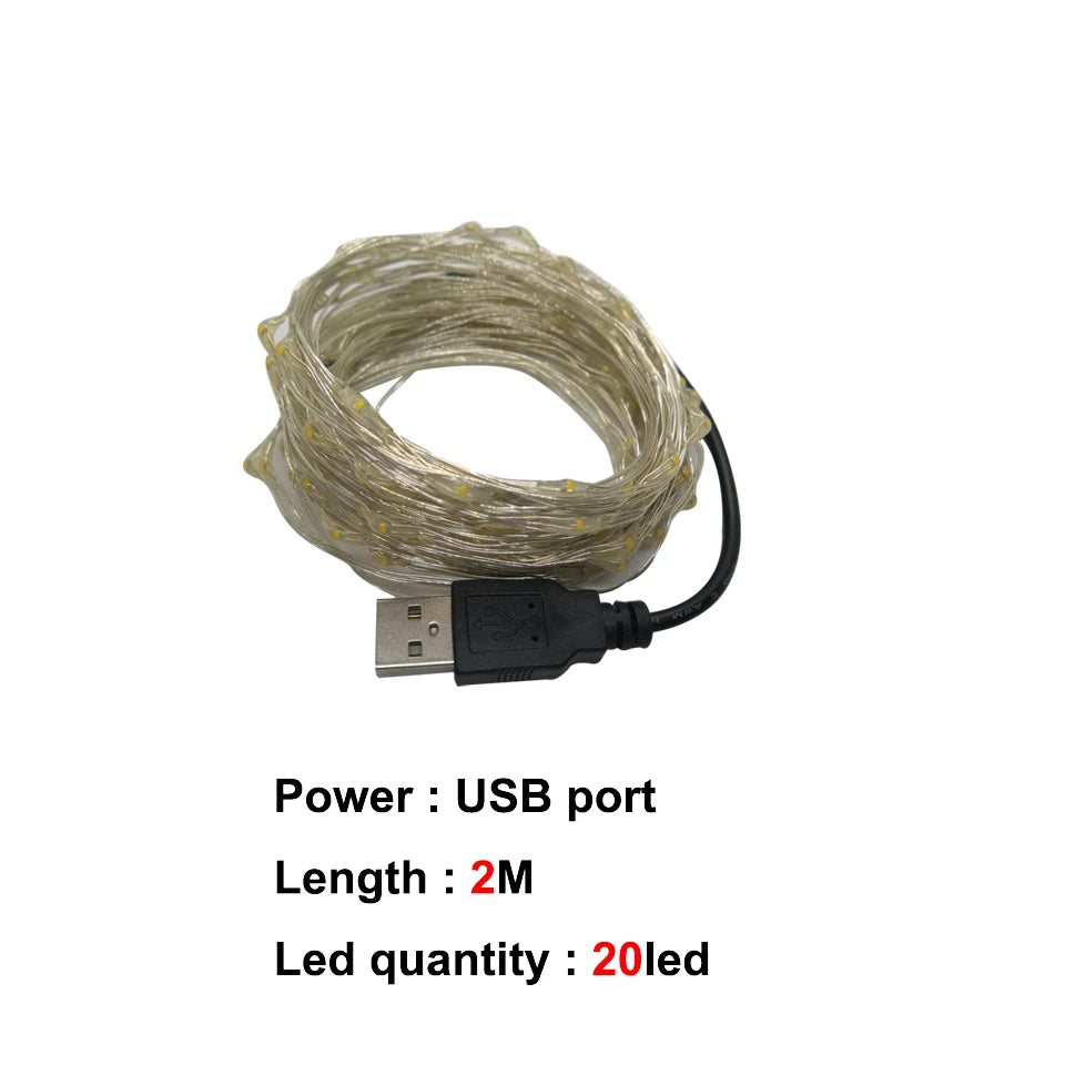 1m/2m/5m/10m Photo Clip USB LED String Fairy Lights Outdoor Battery