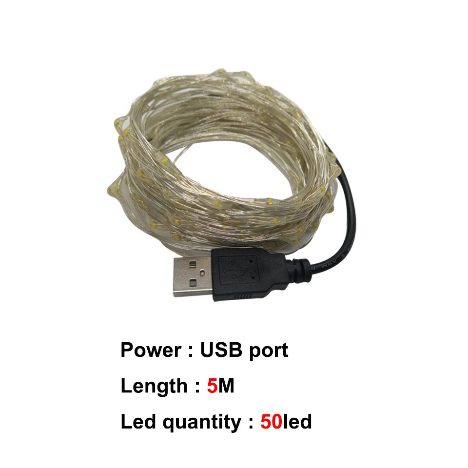 1m/2m/5m/10m Photo Clip USB LED String Fairy Lights Outdoor Battery