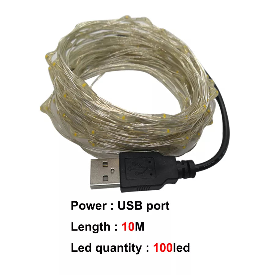 1m/2m/5m/10m Photo Clip USB LED String Fairy Lights Outdoor Battery